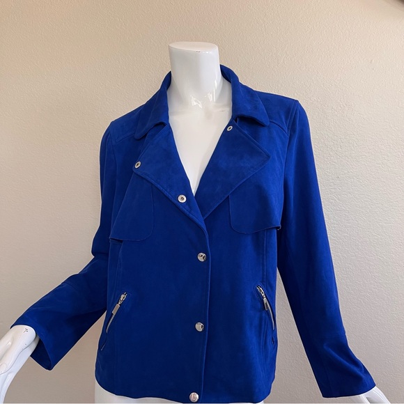 Chico's Women's Royal Blue Faux Suede Jacket - Picture 5 of 8